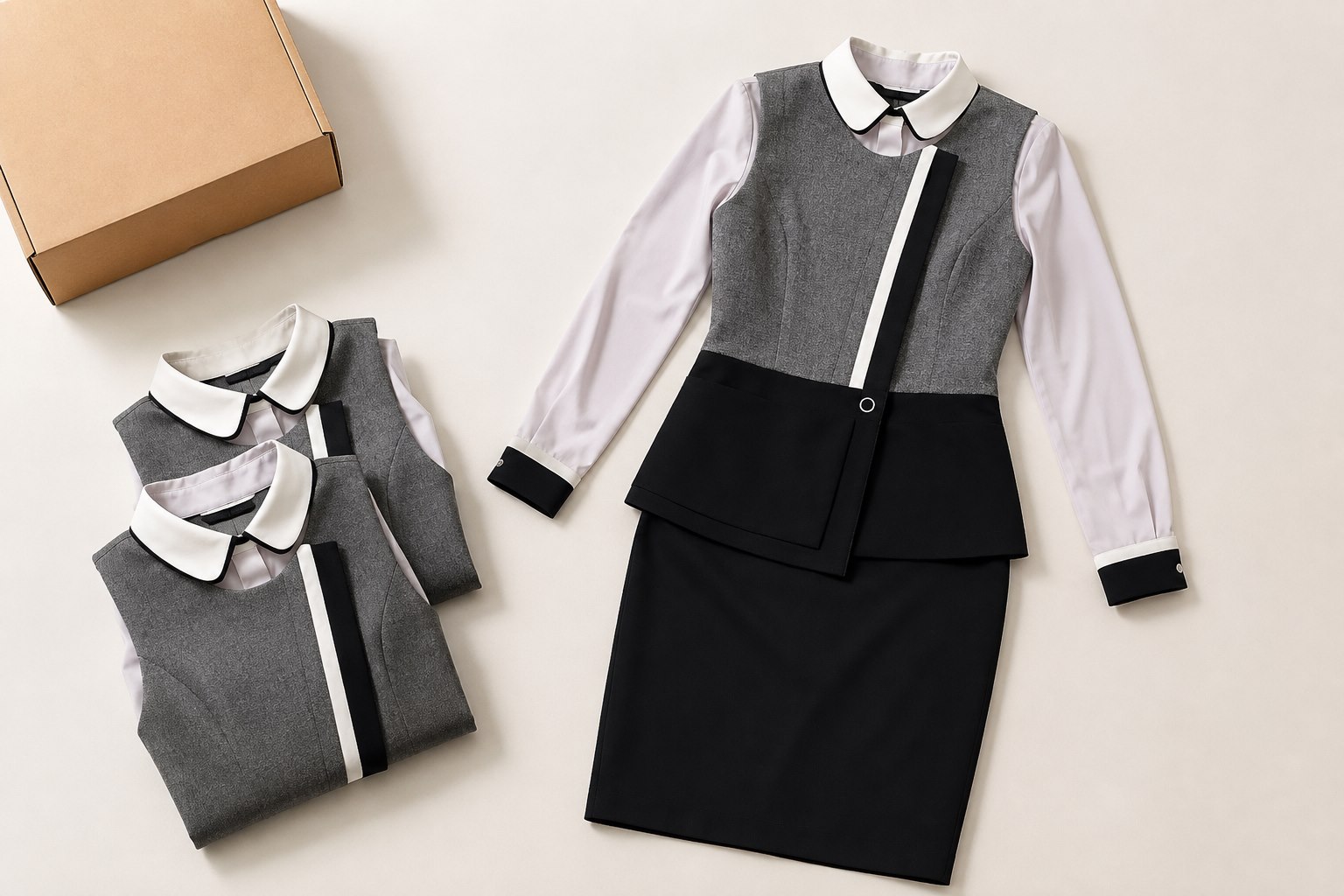 F046灰黑拼接制服少量訂製陳列